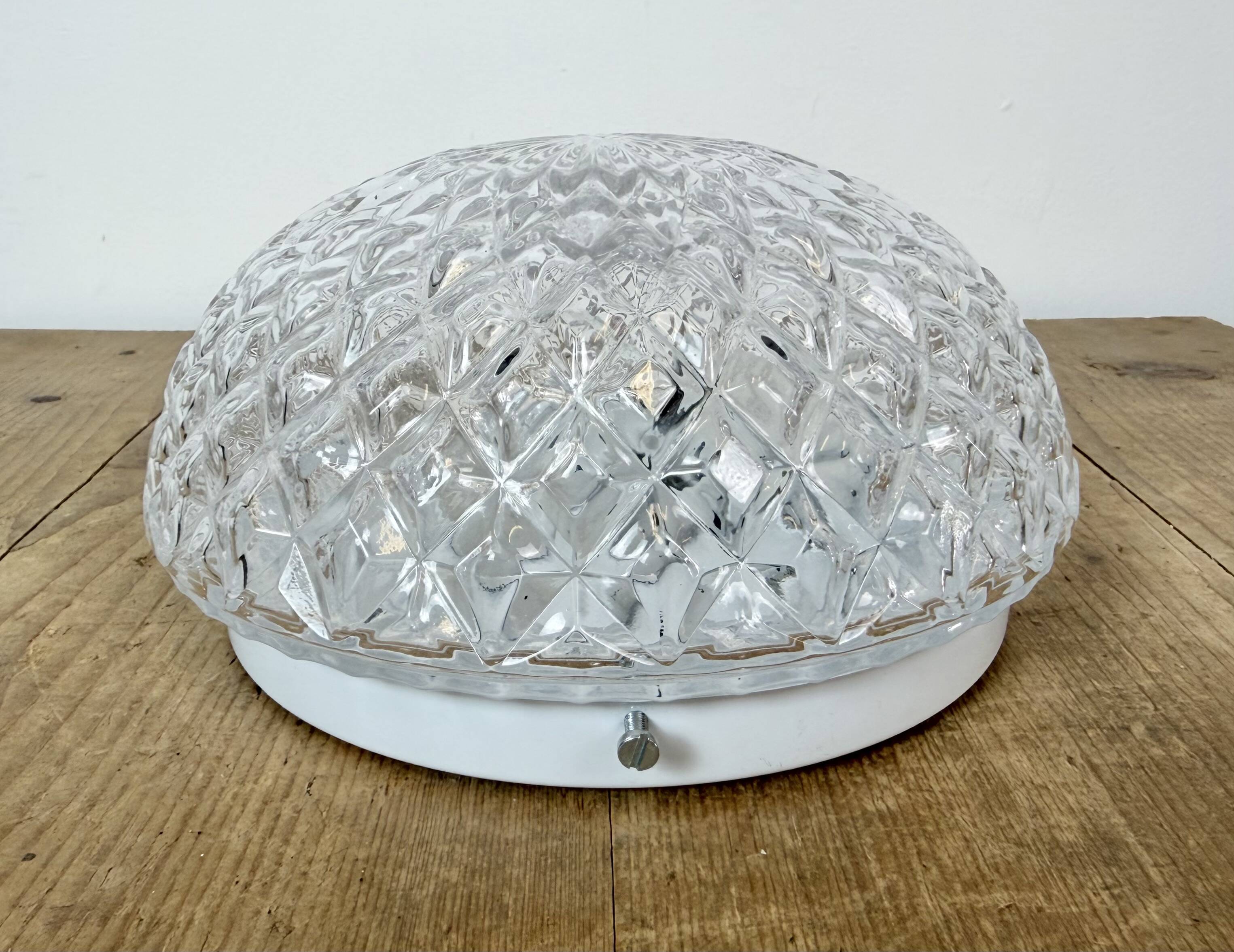 Vintage Glass Wall or Ceiling Light, 1970s