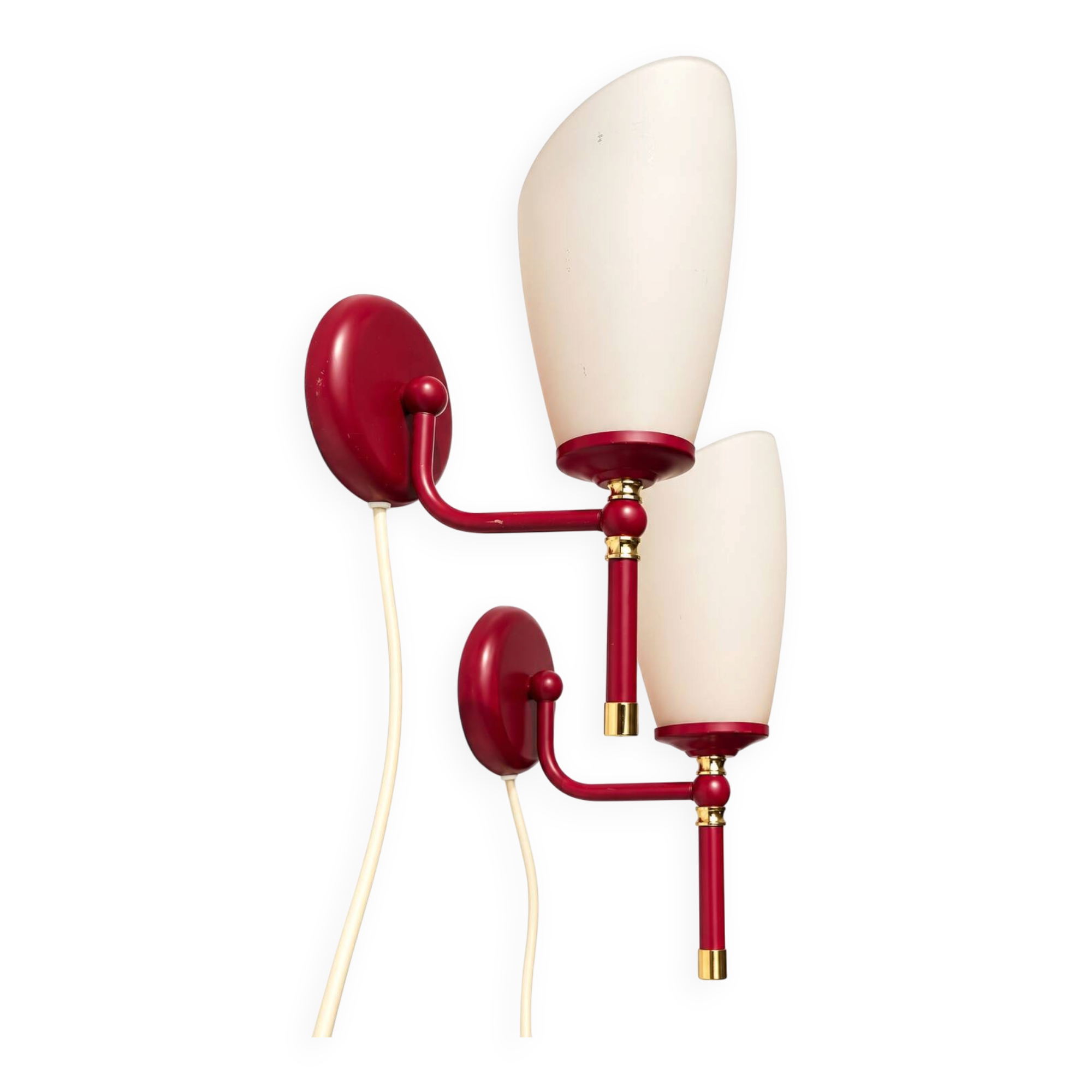 Pair of Italian 1980s Burgundy Wall Sconces