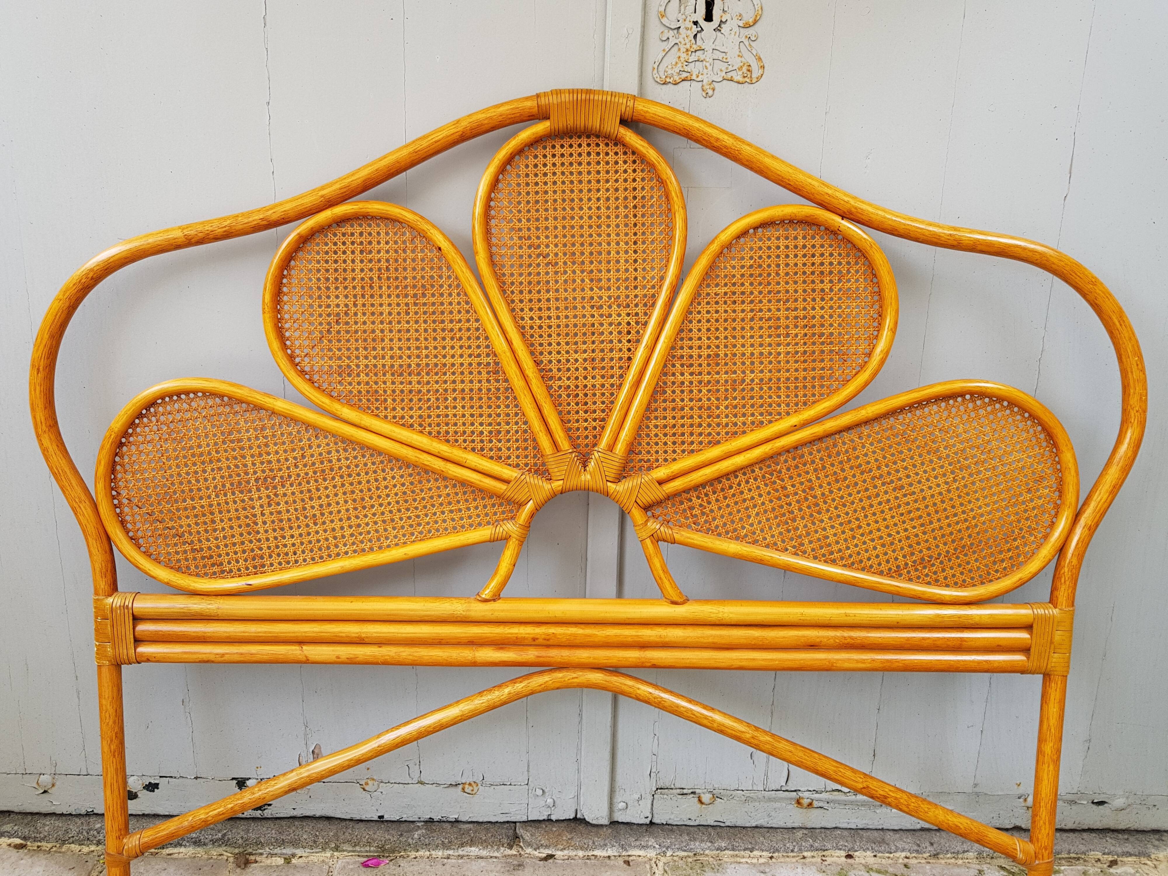 Rattan and caning headboard