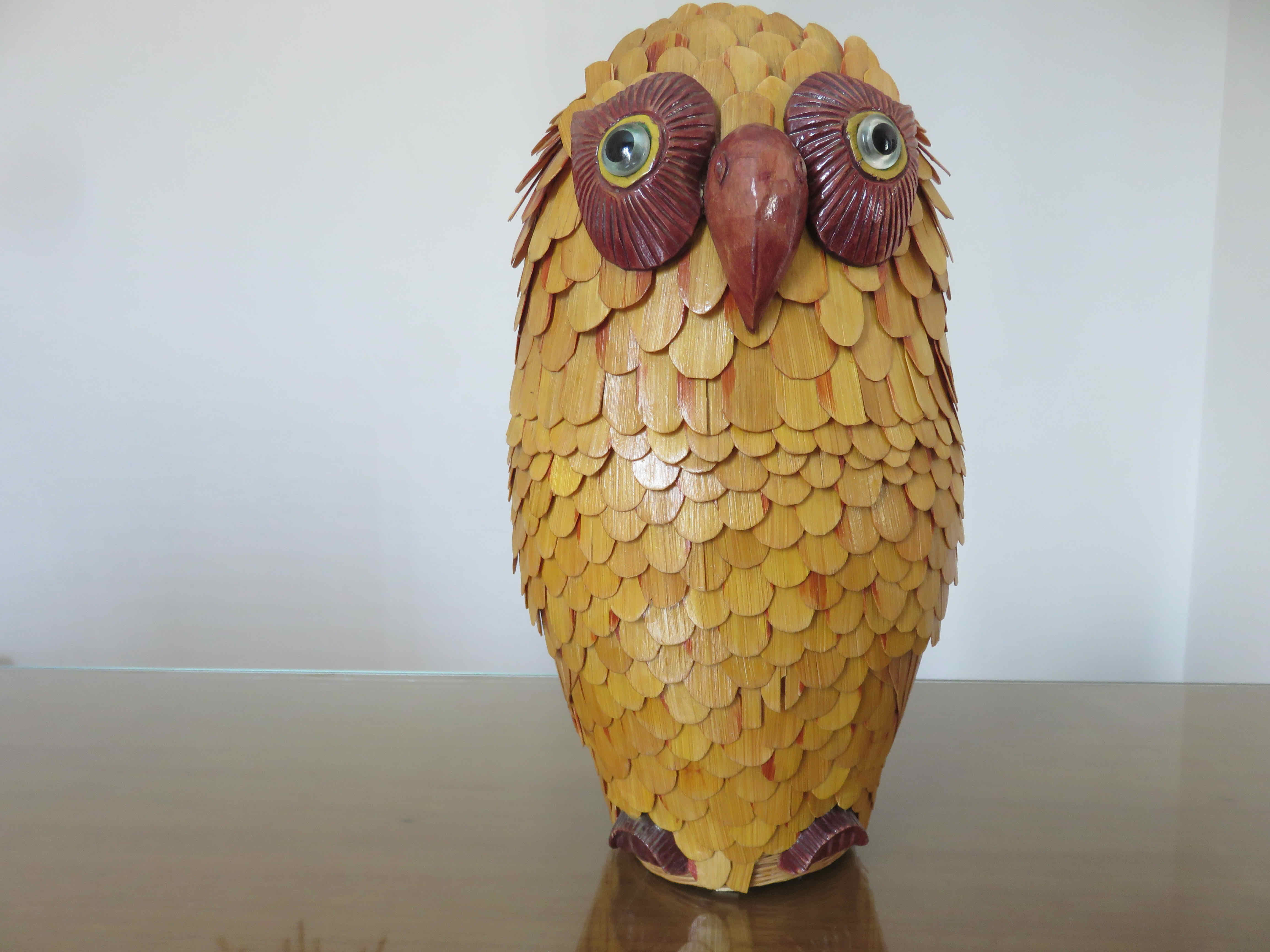 Box "owl" in rattan bamboo 70s