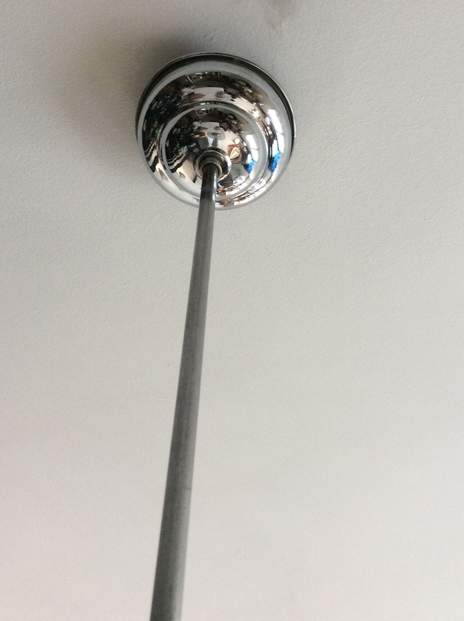 Art deco pendant lamp from the 50s in opaline and chrome metal