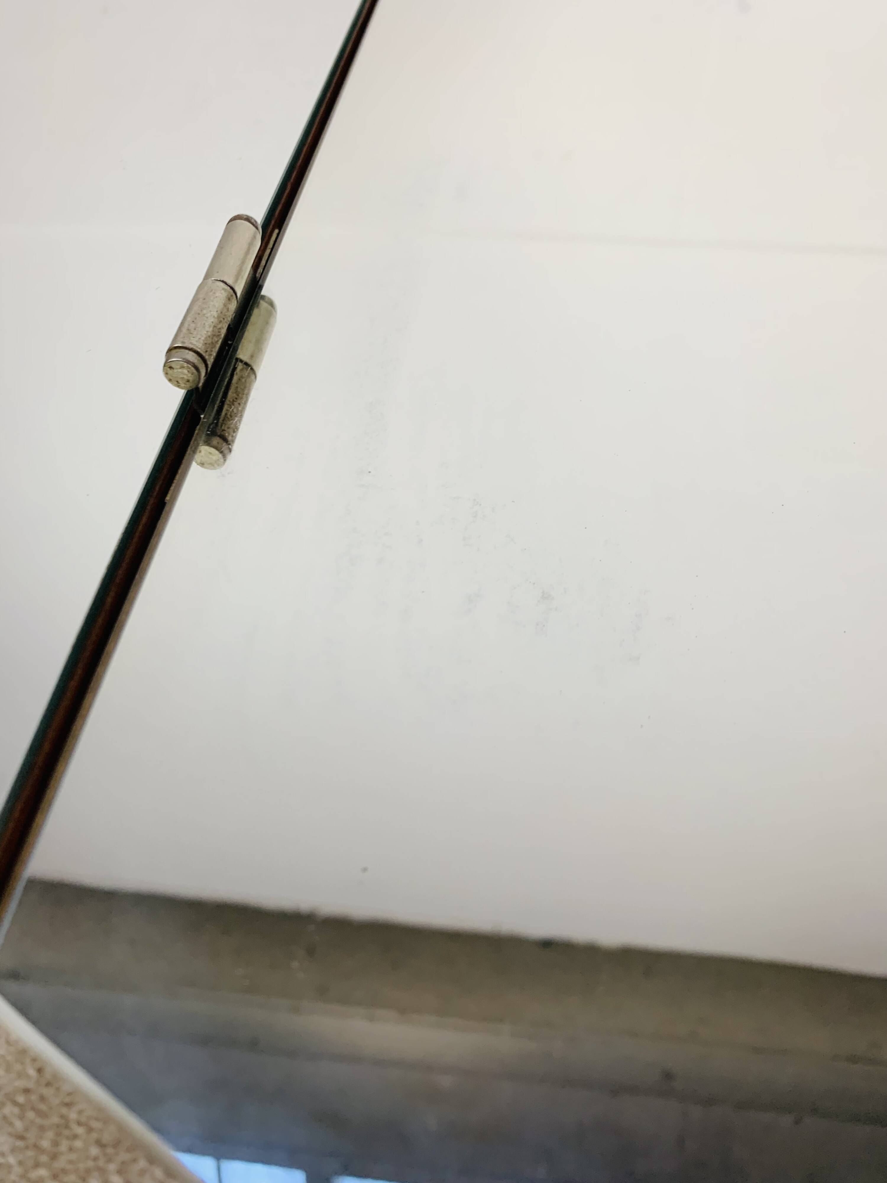 Scandinavian round triptych mirror, teak frame, 1960s.