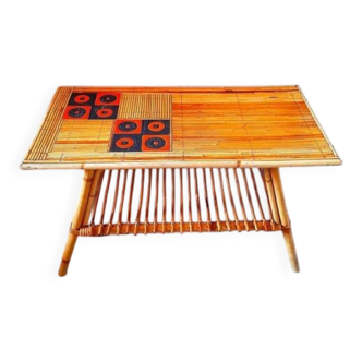 Audoux Minet / Capron 1950 rattan coffee table