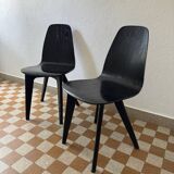 90s designer chairs in lacquered curved wood (X2)