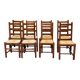 8 solid wood dining chairs with straw seats, farmhouse style