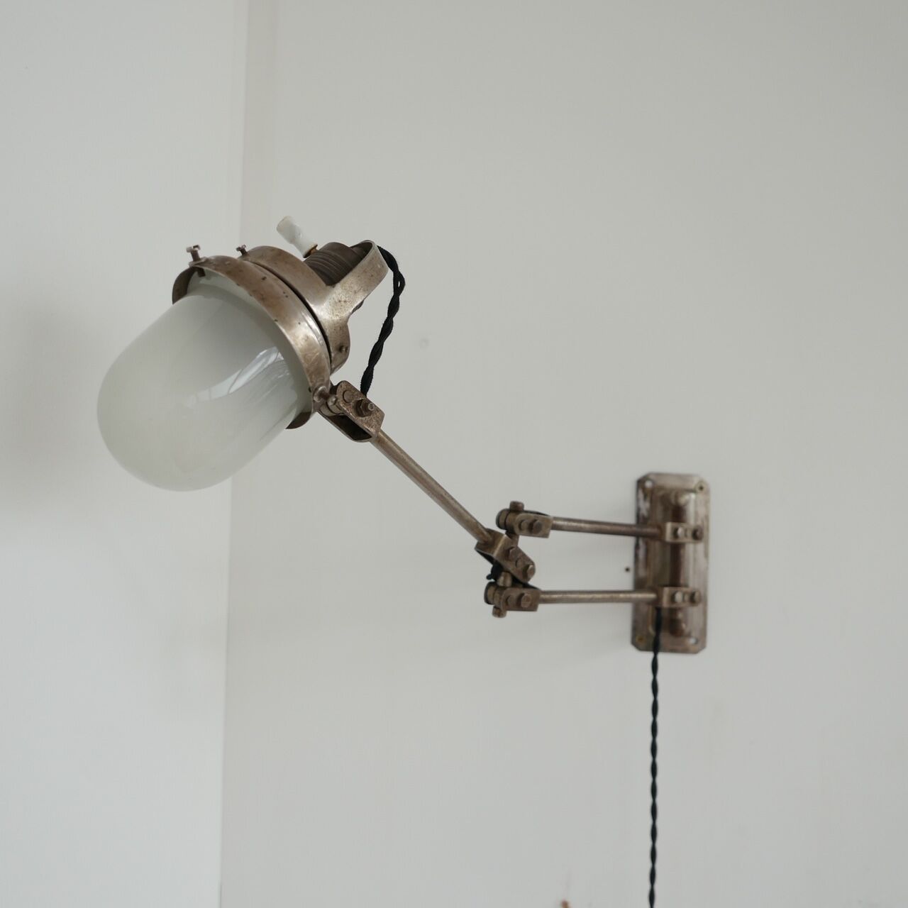 Industrial Adjustable Metal and Glass French Wall Light