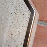 Travertine and brass coffee table
