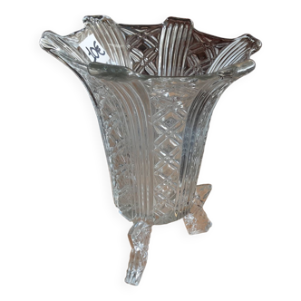 Vase tripode verre taille