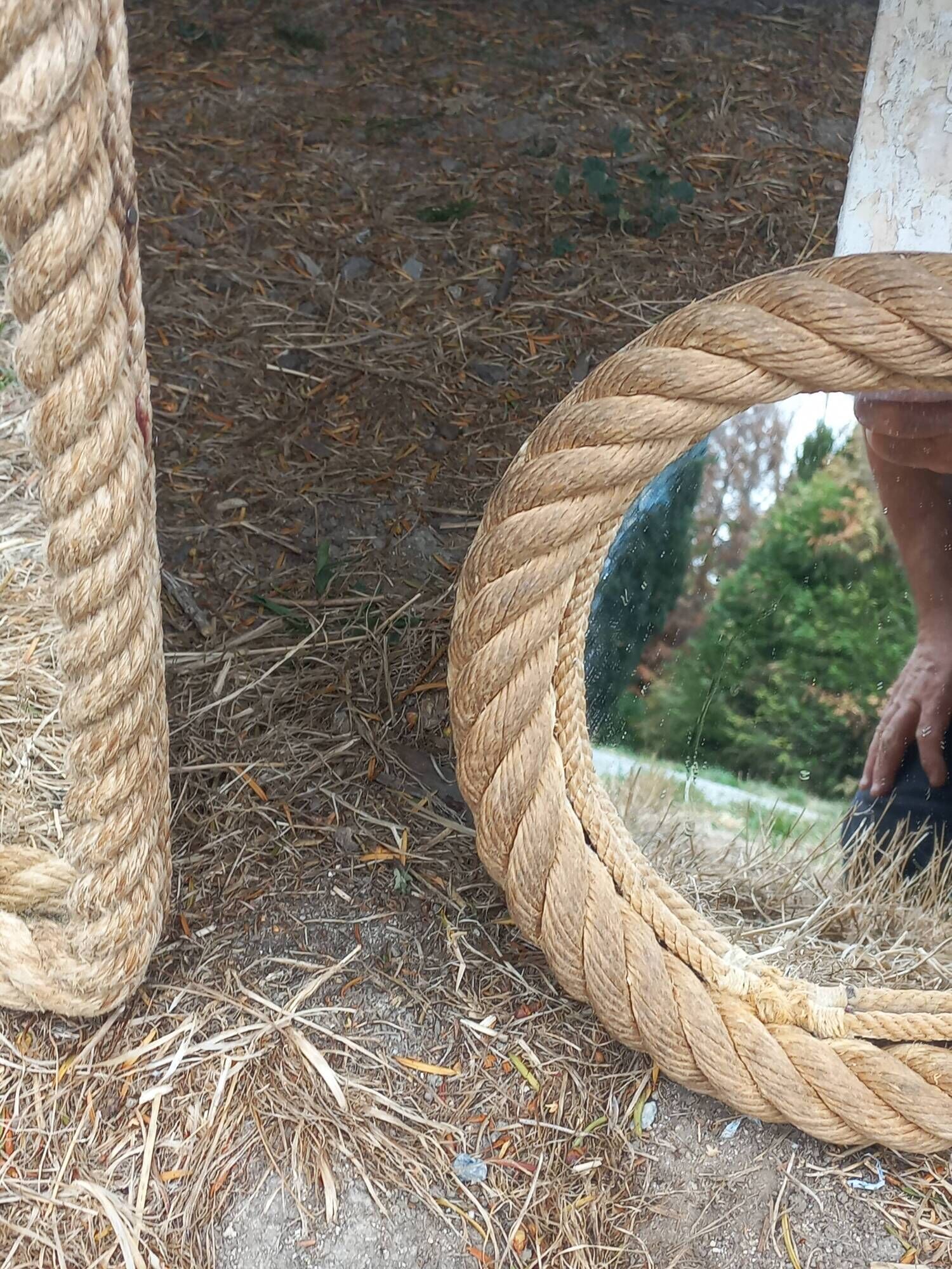 Set of 2 Audoux and Minet mirrors with rope from the 1950s.