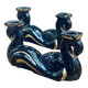 Paire de bougeoirs en céramique de Vallauris noir et or des années 70