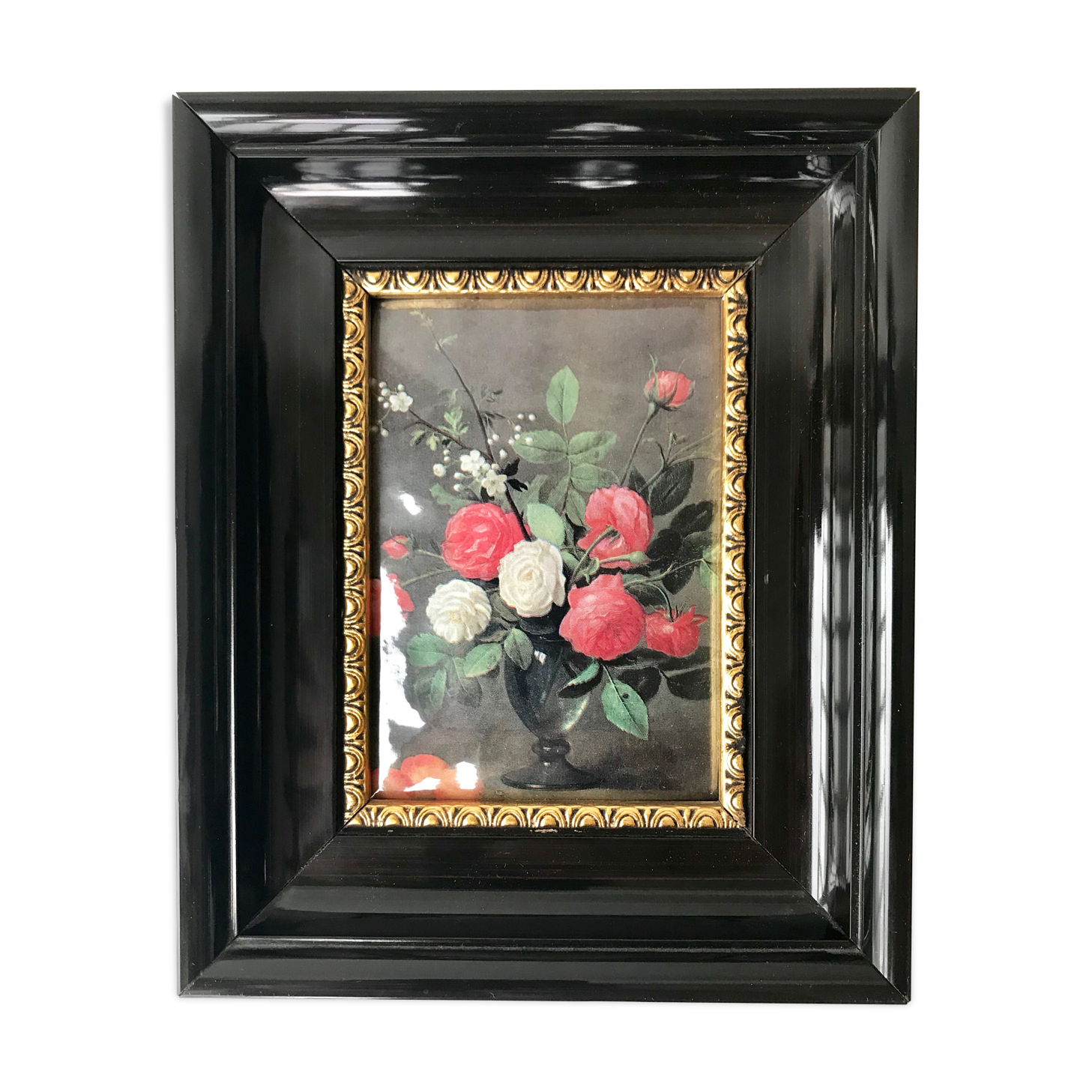 Table Van Es flower bouquet in emaux plate Helca