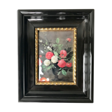 Tableau bouquet de fleur de Van Es en emaux plaque Helca