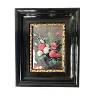 Table Van Es flower bouquet in emaux plate Helca