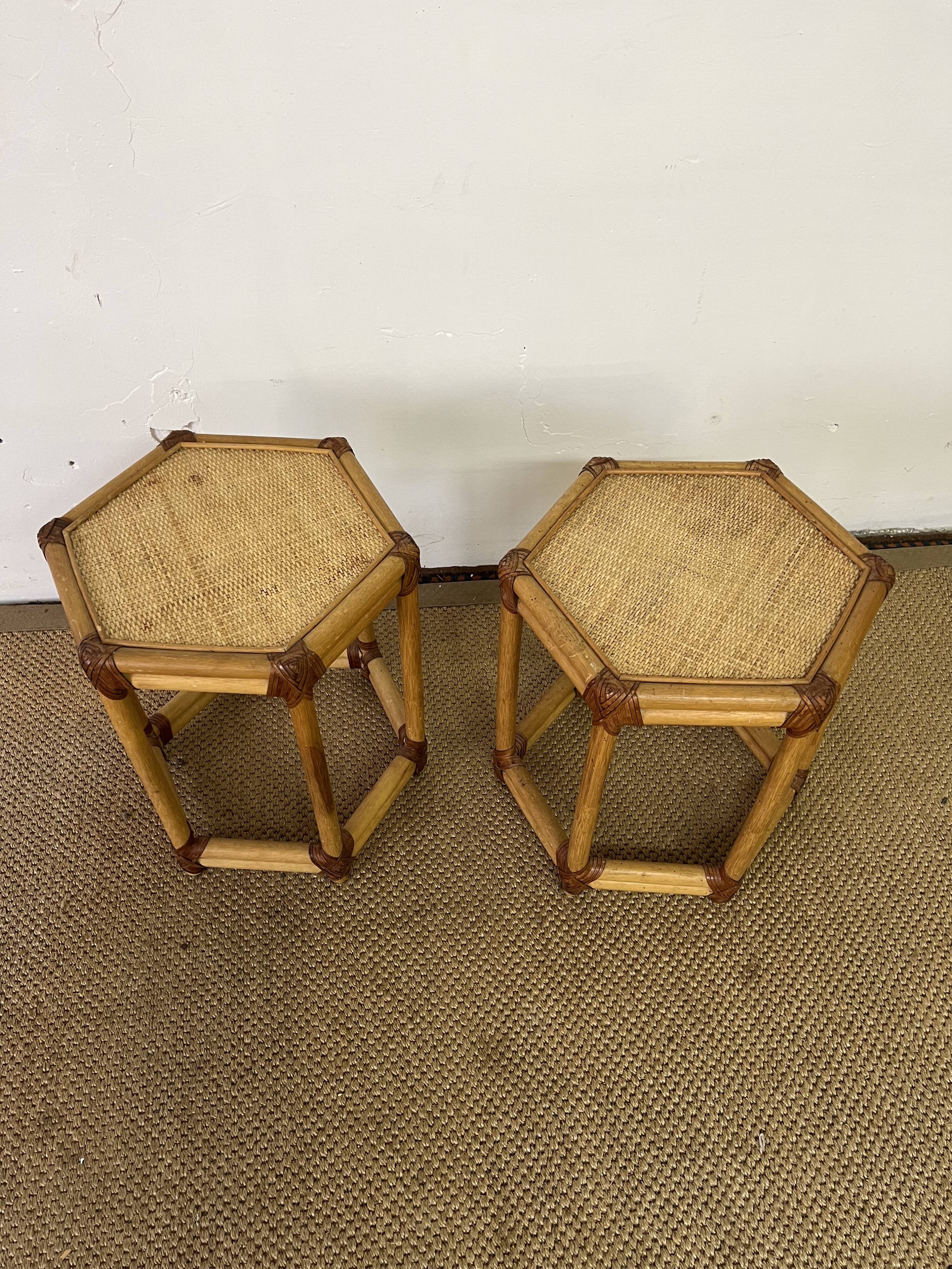 Pair of rattan bedside tables or end tables