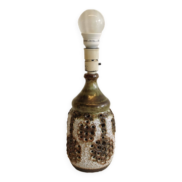 Danish ceramic table lamp, with perforated base and beautiful glaze.