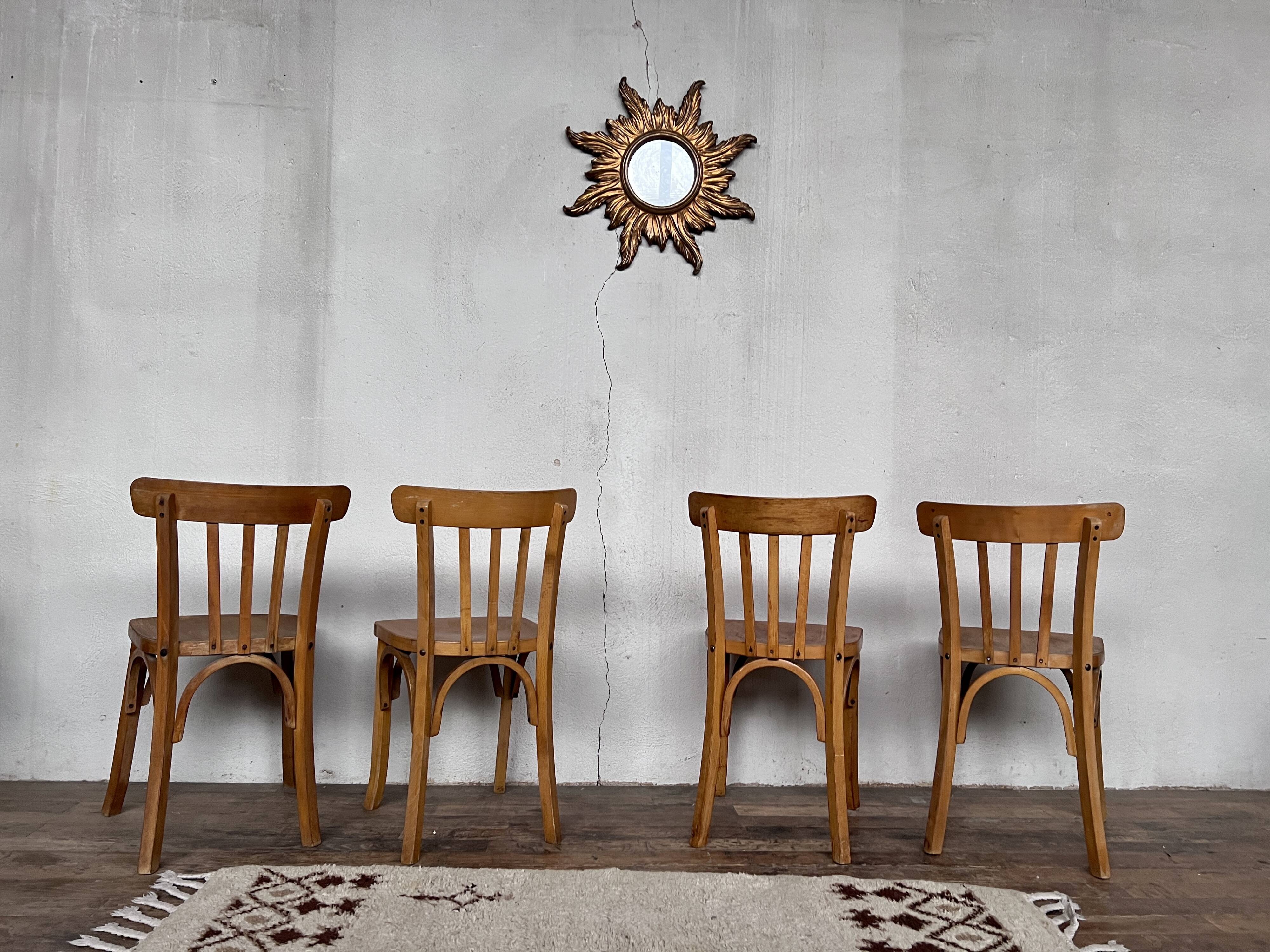 Série 4 chaises en bois  1950