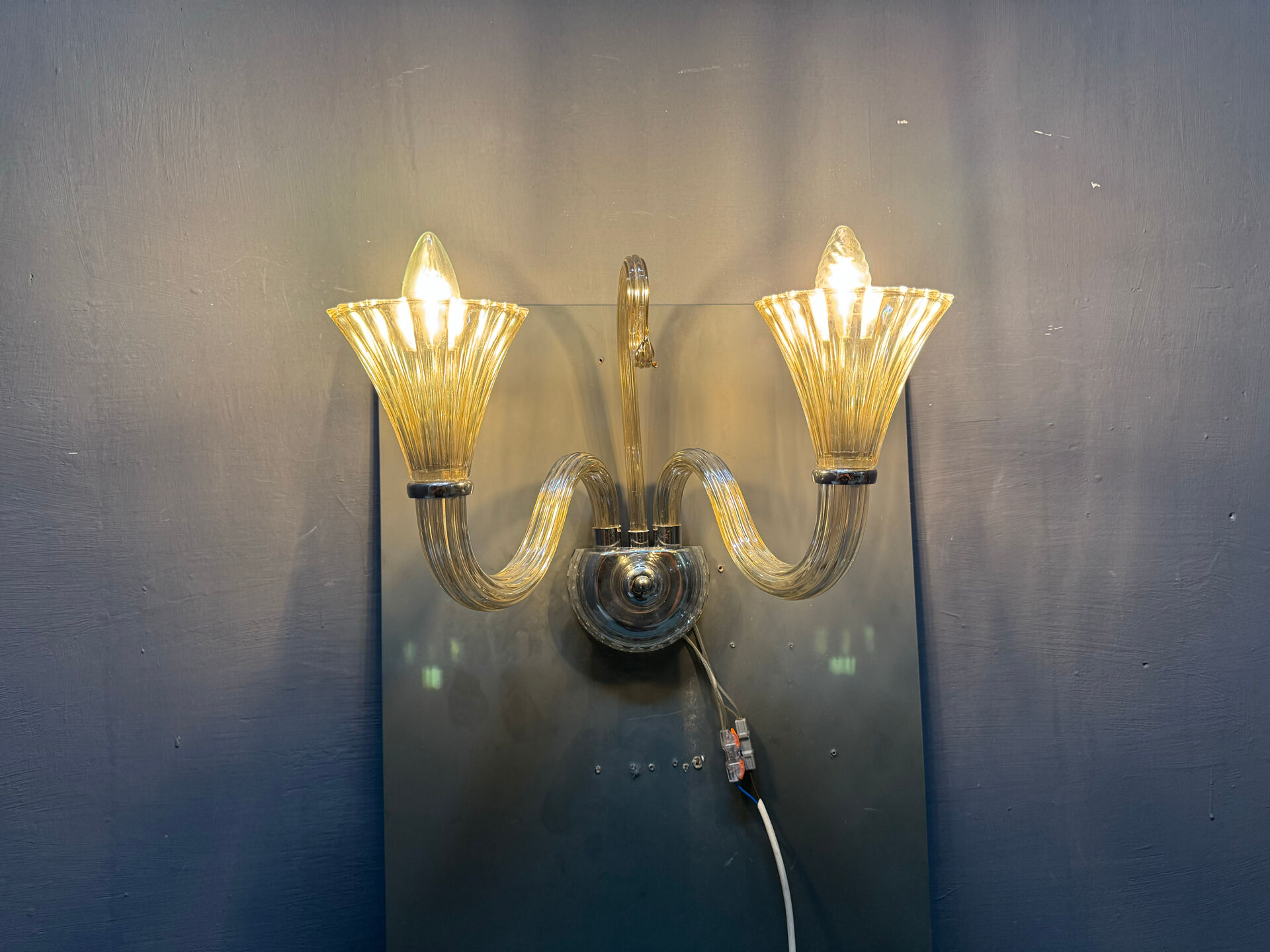 Set of 3 Murano Glass Barovier Sconces 
