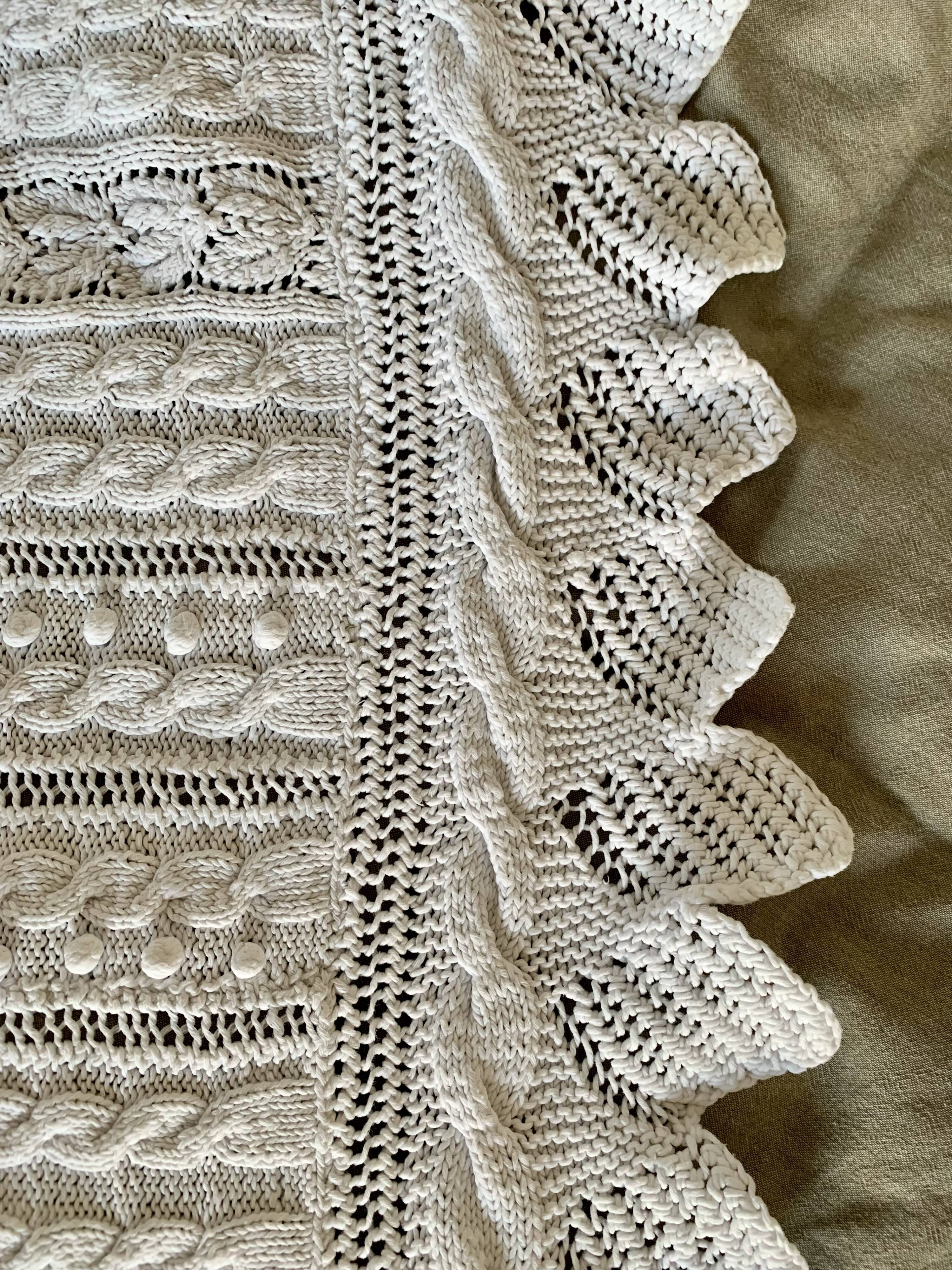Old knitted cotton bed cover