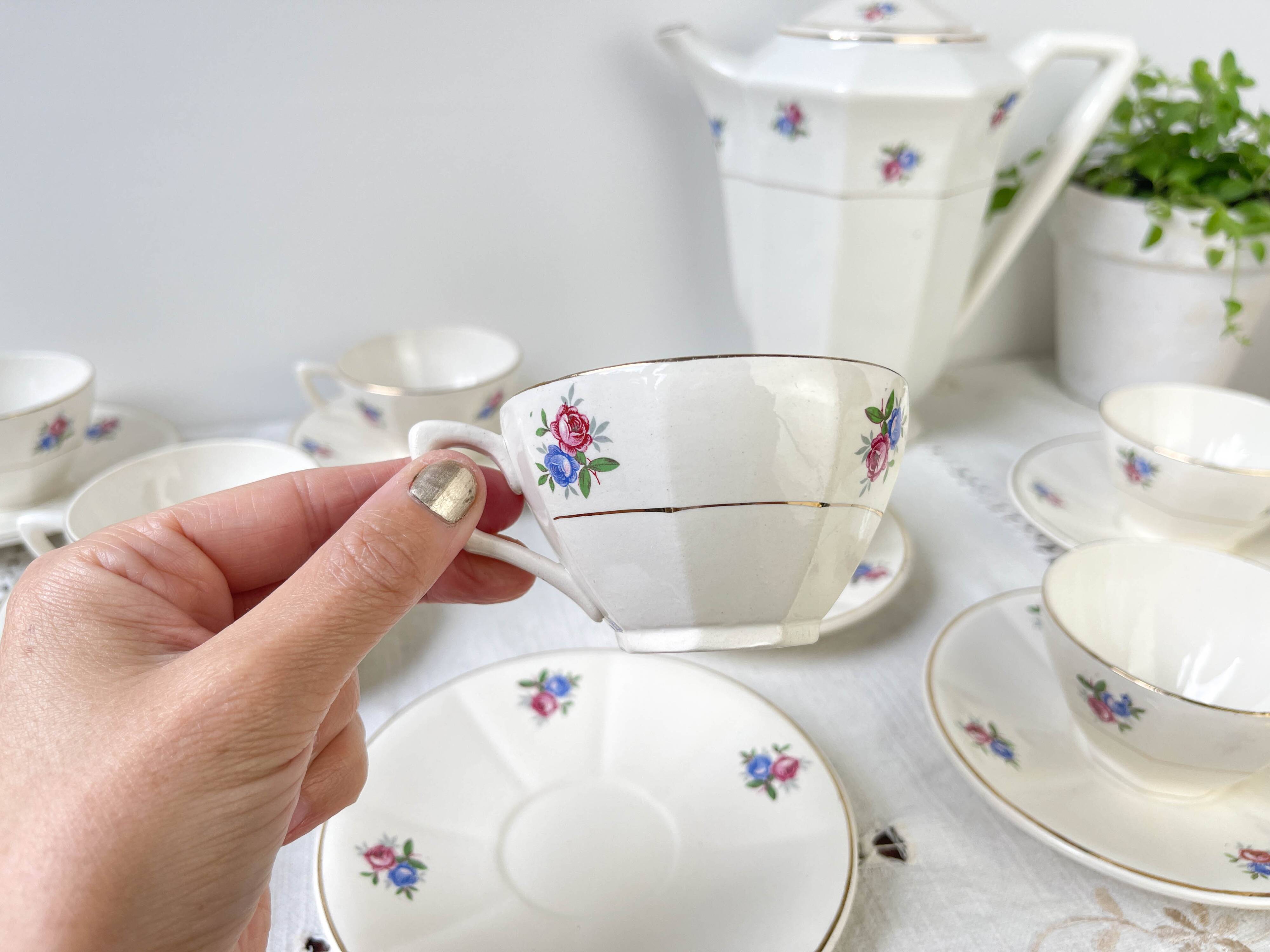 Vintage floral porcelain tea set DIGOIN SARREGUEMINES
