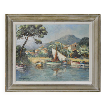 G. MARCHAND (20th century) Oil on canvas "Mediterranean Landscape"