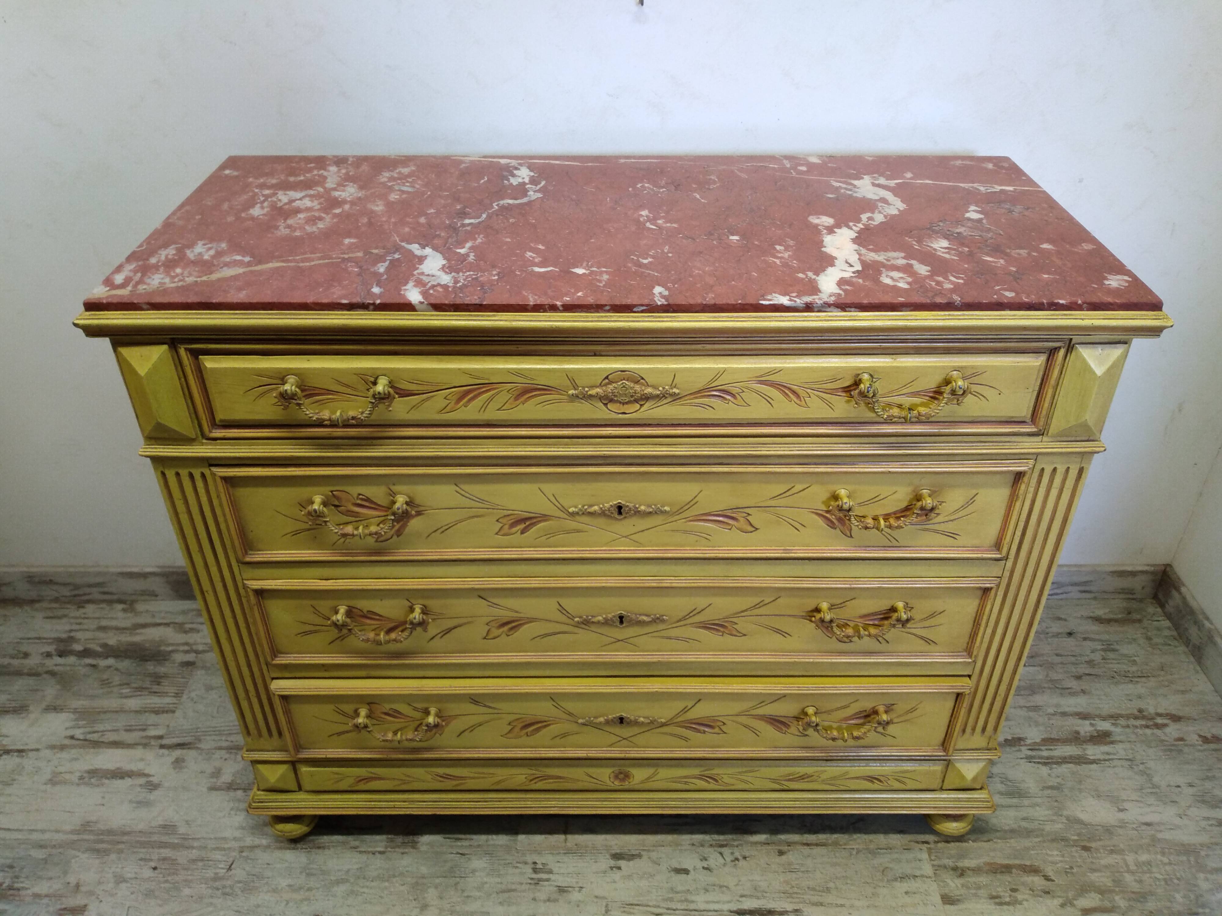 Antique chest of drawers with marble