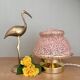 Antique art deco globe table lamp in pink and gold Clichy glass