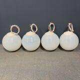 Mother of pearl opaline glass pendant lamps from the 1960s