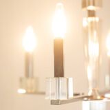 Jacques Adnet. Modernist chandelier in chromed metal. Circa 1940.