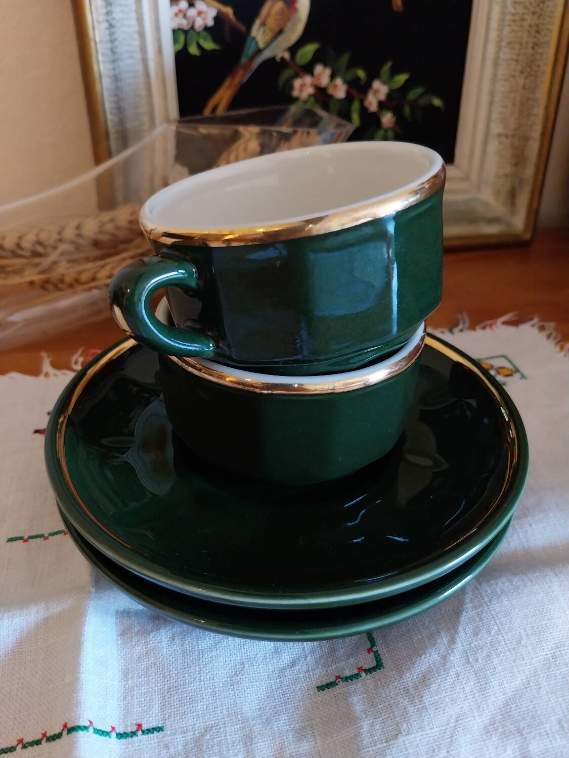 Parisian bistro cups, Chauvigny porcelain