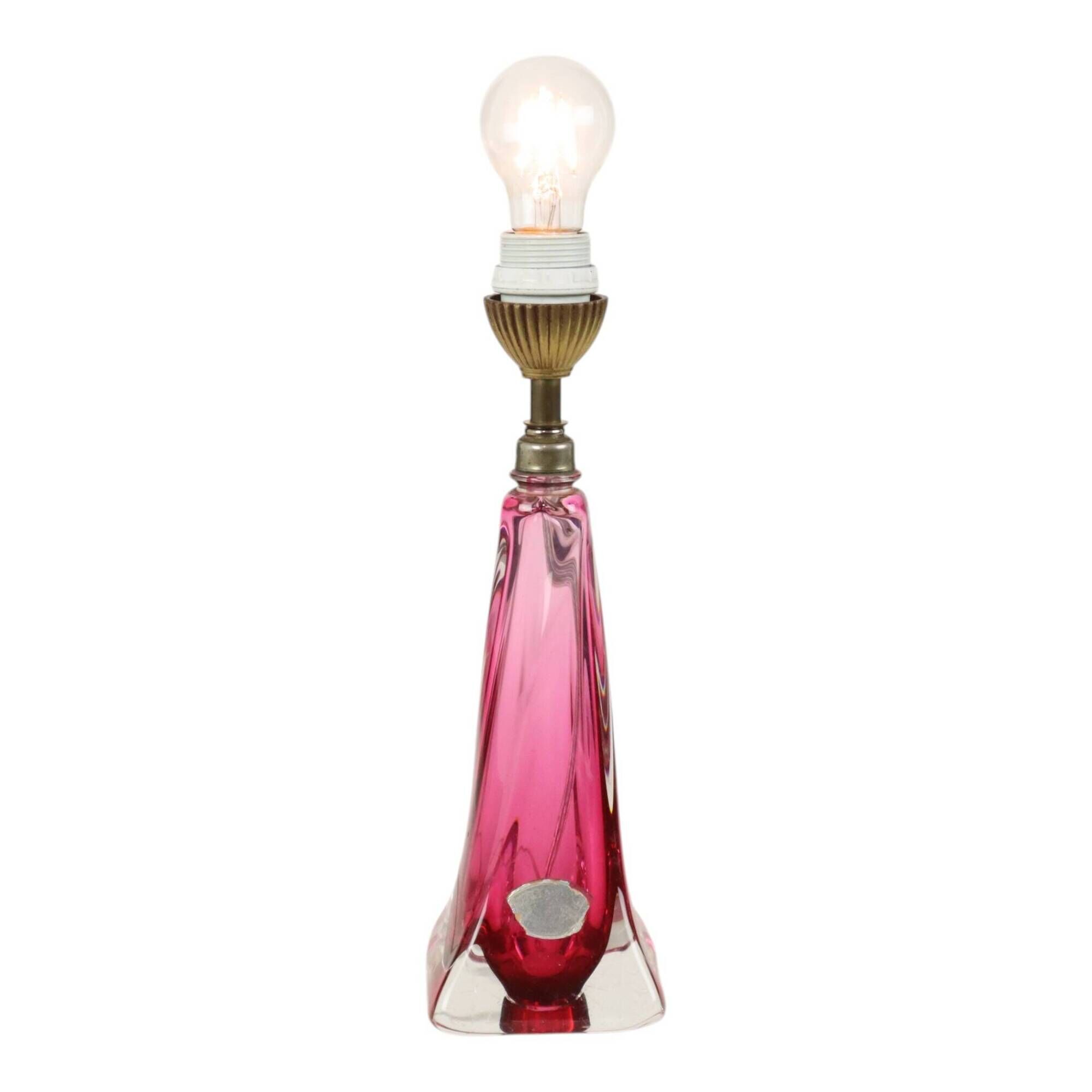 Purple and Pink Crystal Table Lamp – Val Saint Lambert – Sixties