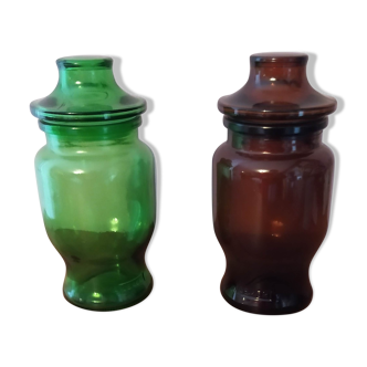 Set of 2 vintage pharmaceutical jars