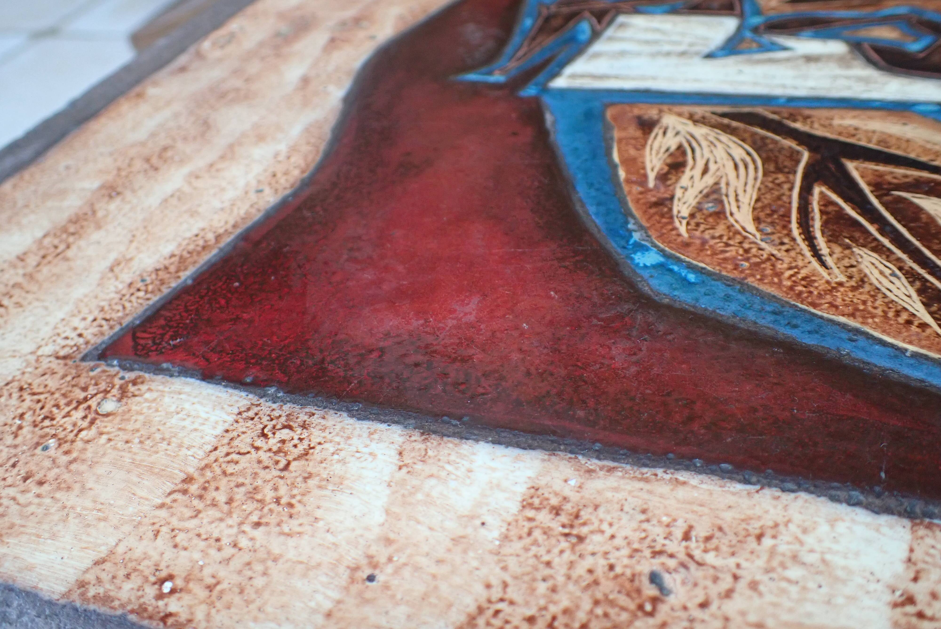 Enameled lava coffee table by Jean Jaffeux