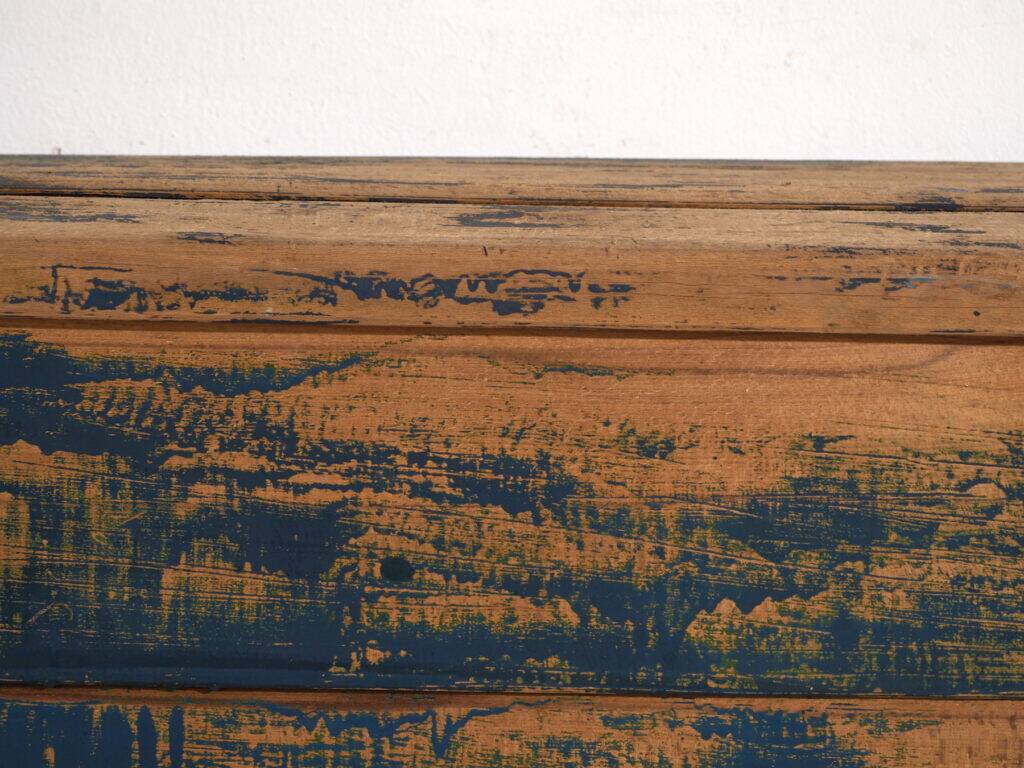 Antique chest painted blue made of pine – Central Europe, circa 1870