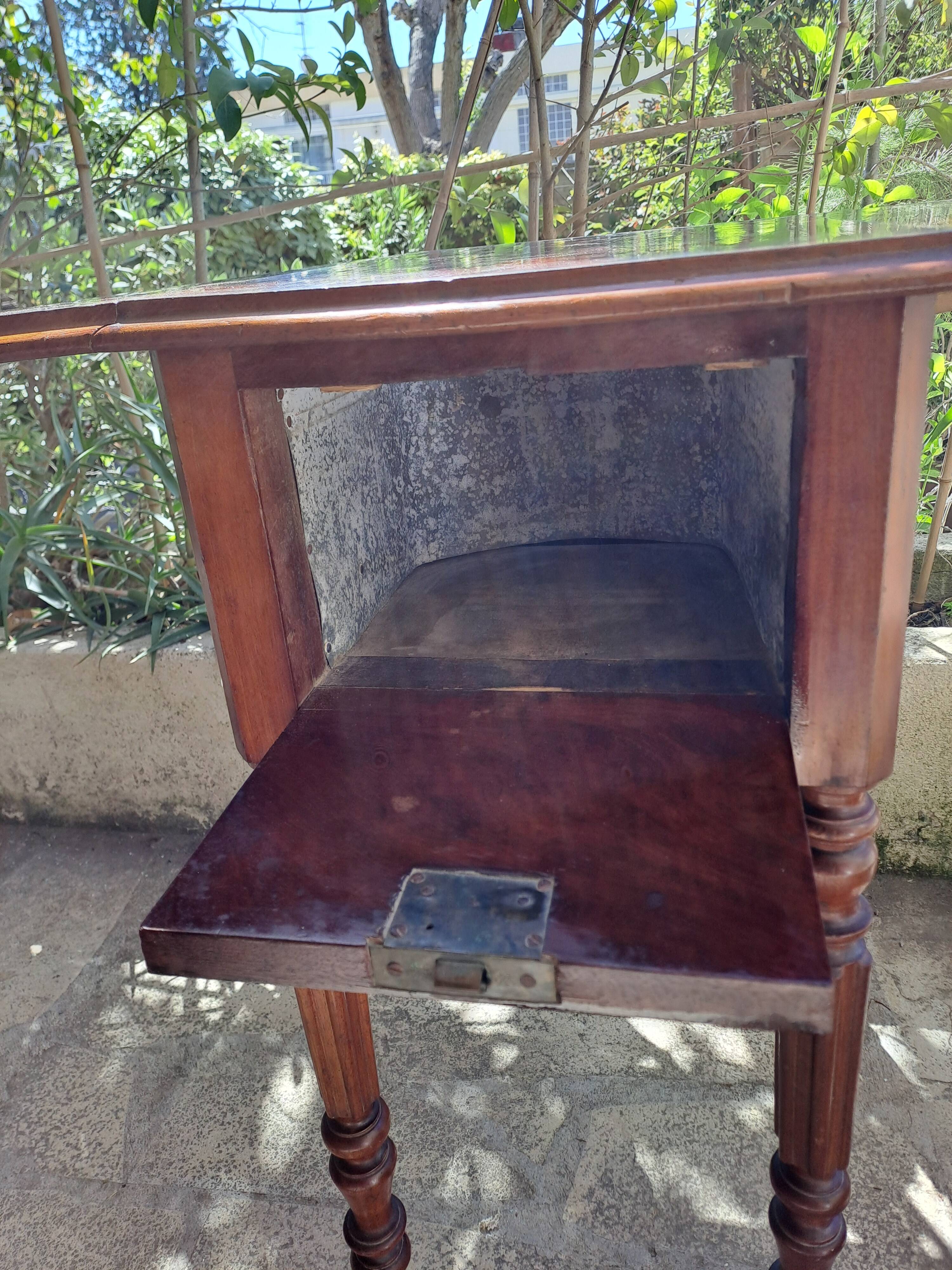 Foldable side table for washing or applying makeup in varnished solid wood 1920