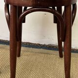 Pair of low stools in curved wood, vintage "Thonet" style
