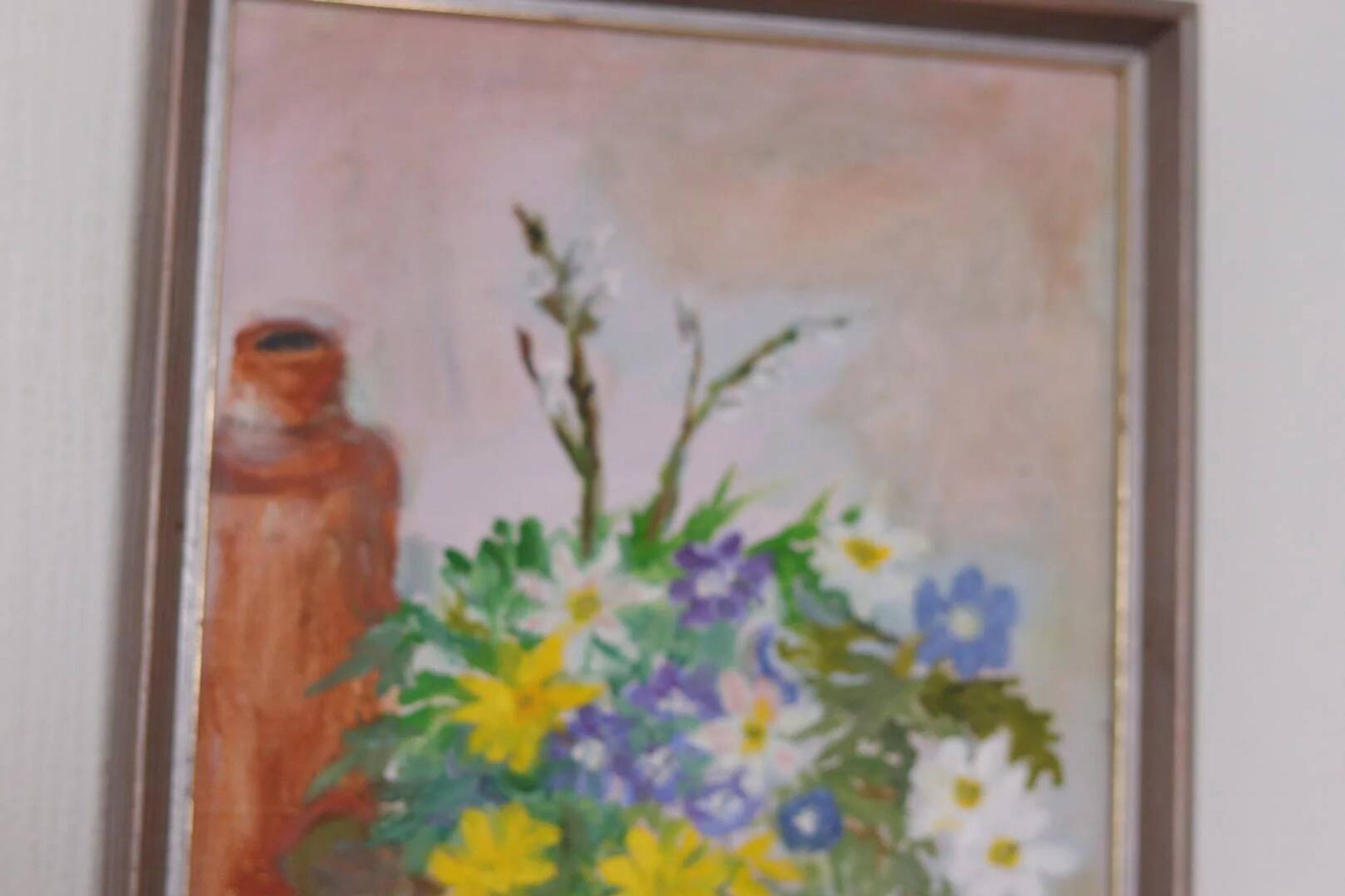 Huile sur toile originale suédoise – « Vase de fleurs » par Carola Bergling