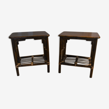 Pair of rattan bedsides