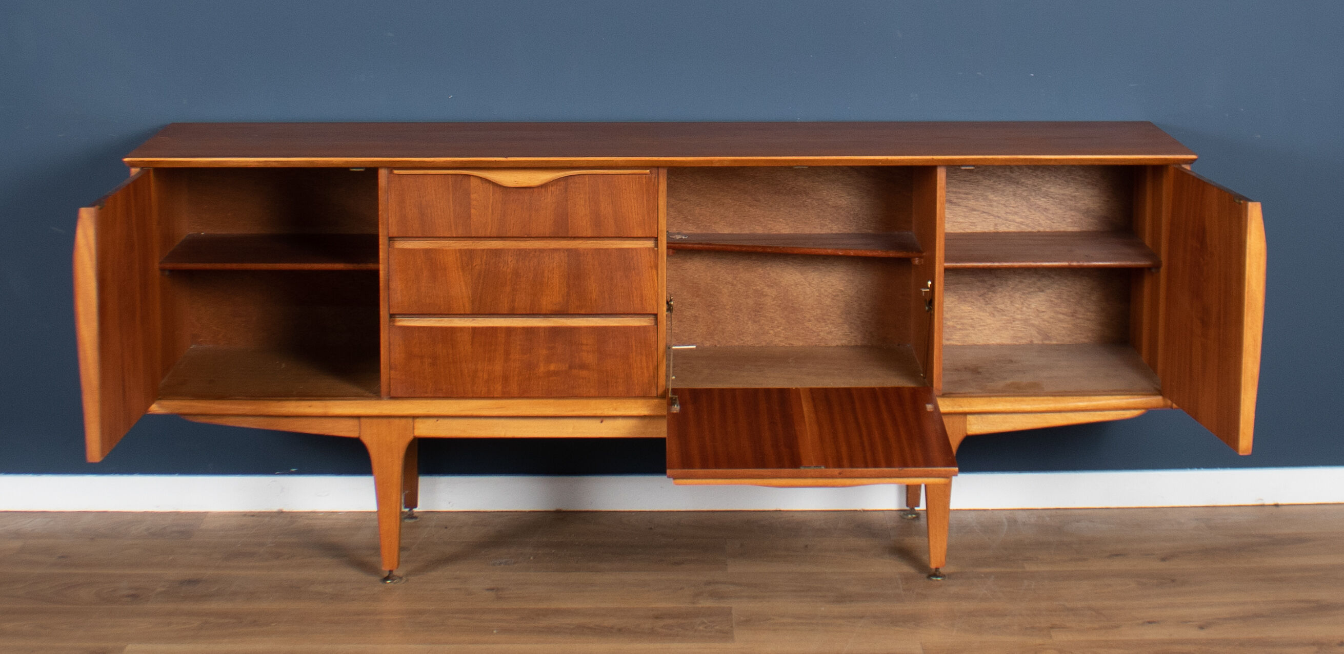 Retro teak 1960s jentique mid century sideboard with folded handles