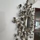 Asian flower mirror in silver metal – 88 cm – excellent condition