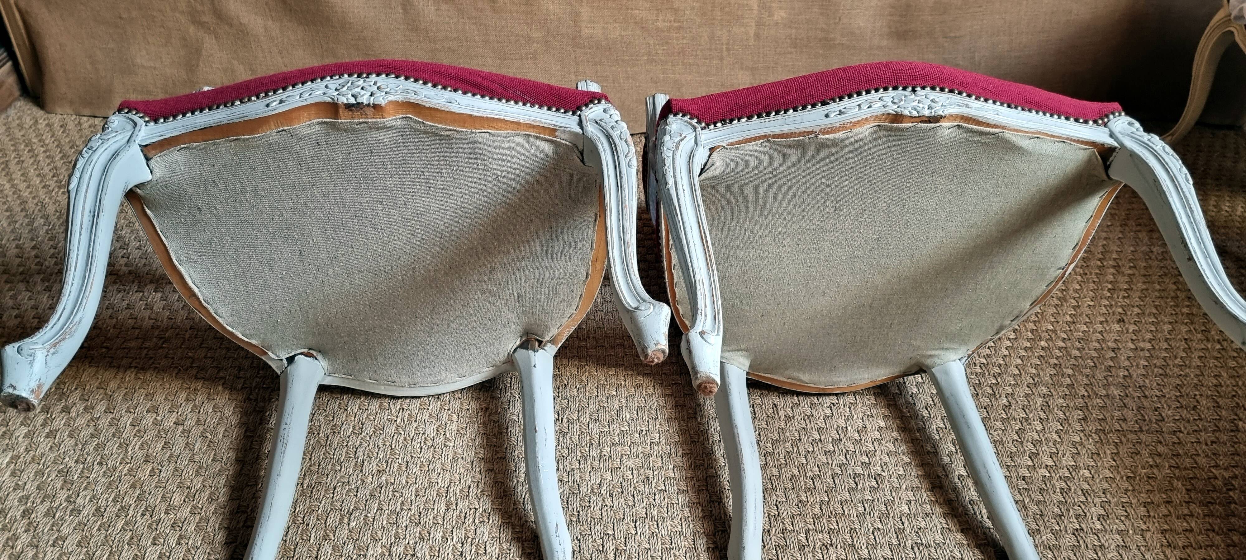 Pair of Louis XV cabriolet upholstered armchairs