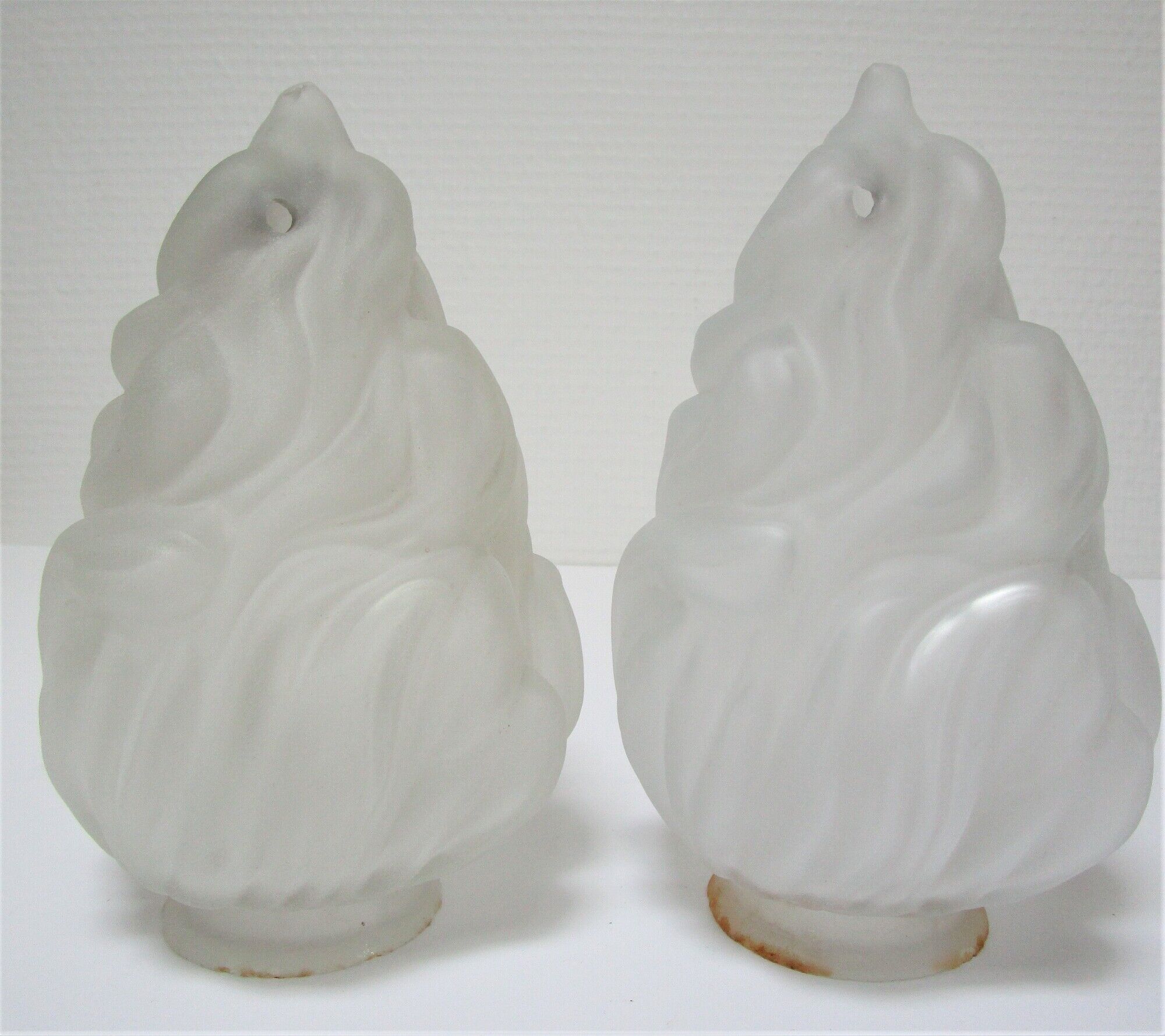 Pair of wall lamps torch glass flame and metal early XXth