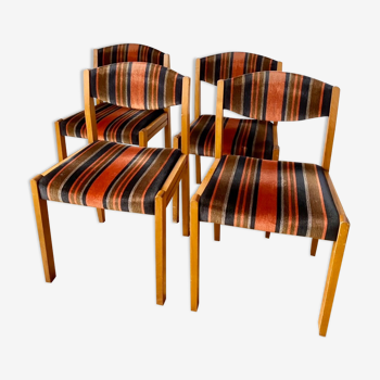 Set de 4 chaises vintage tissu et bois