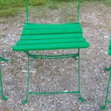 Set of 4 folding garden chairs 1900 in iron and wood