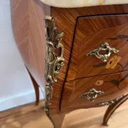 Vintage Marble Top Nightstand, Louis XV French Bedside Table
