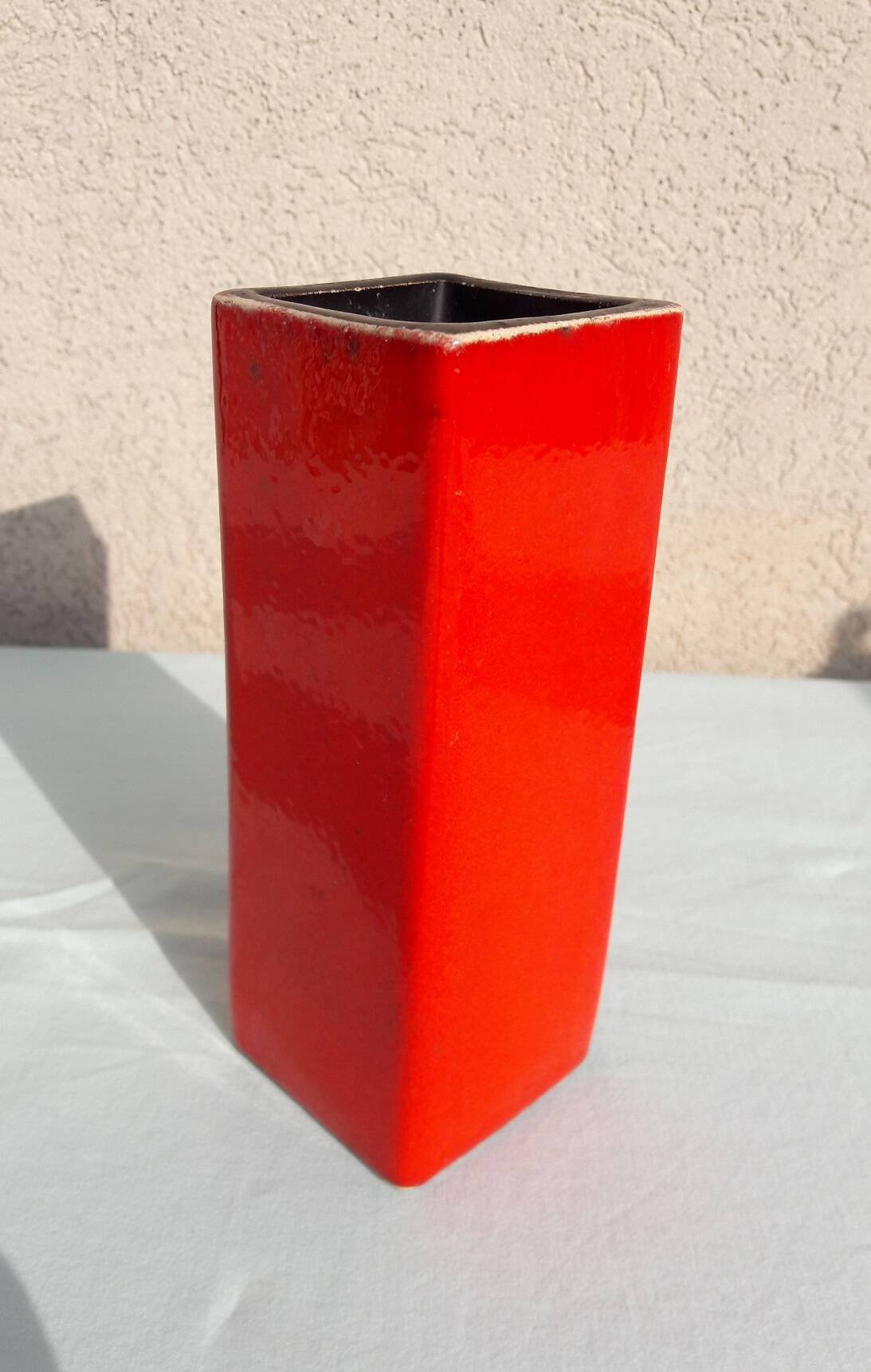 Red ceramic vase