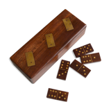 Box of brass and rosewood dominoes