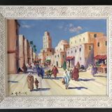 Bruno RETAUX "City in Morocco" Oil on panel signed