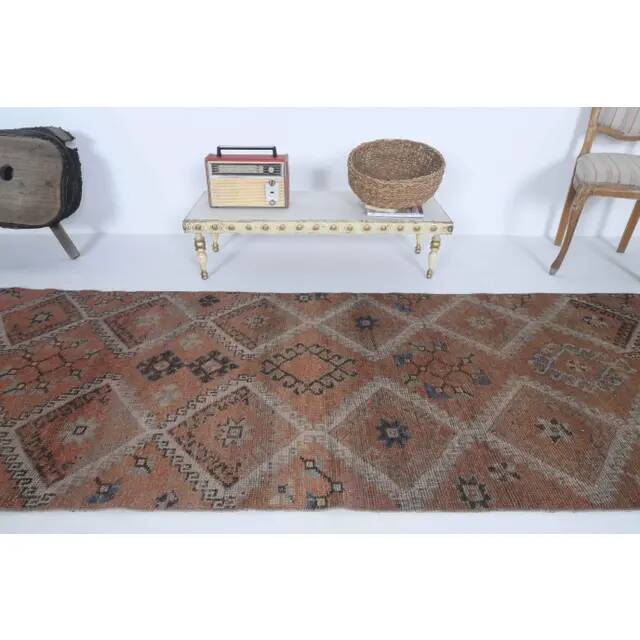 1970s Turkish Hand-Knotted Wool Cotton Red Runner 101x320