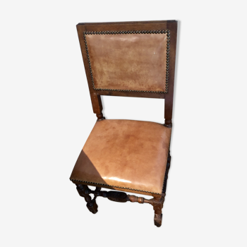 12 old chairs in natural leather