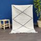 Moroccan berber carpet made white hand and black 90x145 cm